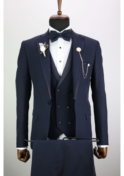 Lacivert Slim Fit Erkek Smokin Damatlık
