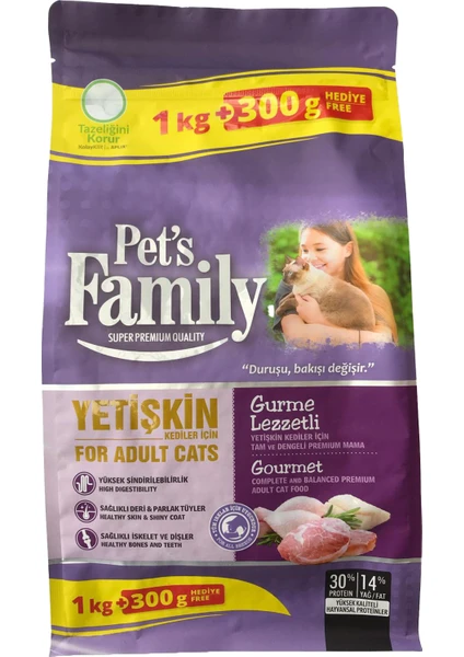 Pets Family Premium Gurme Lezzetli Yetişkin Kedi Maması 1300 G