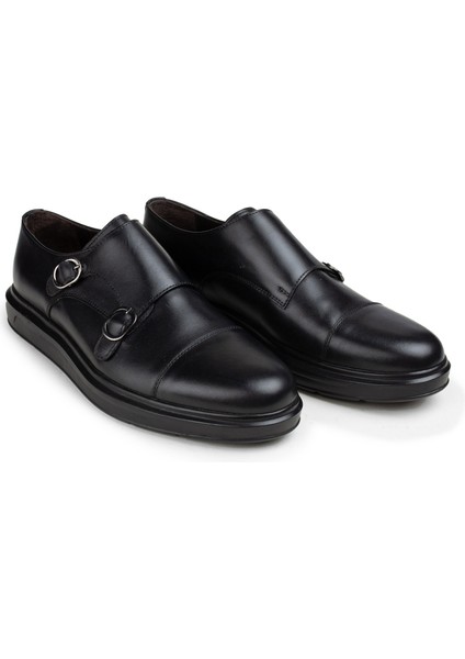 Hakiki Deri Siyah Çift Tokalı Günlük Erkek Ayakkabı fiyatları