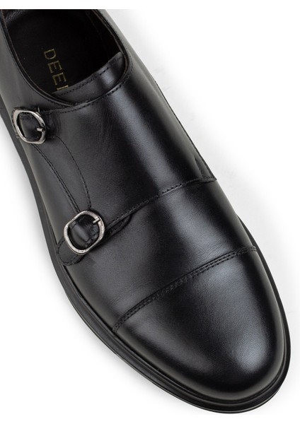 Hakiki Deri Siyah Çift Tokalı Günlük Erkek Ayakkabı indirimleri