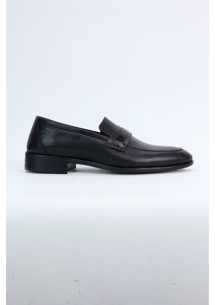 Siyah Bağcıksız Hakiki Erkek Ayakkabı modelleri