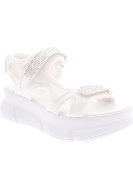 4940 Kadın Kalın Taban Silver Taşlı Cırtlı Sandalet fiyatları