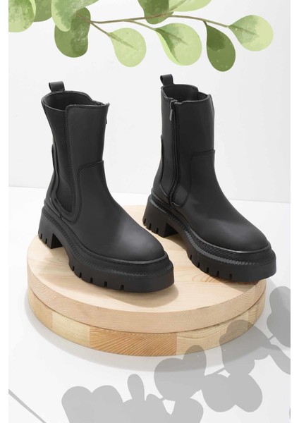 Mat Siyah Kadın Bot ve Bootie K025381111