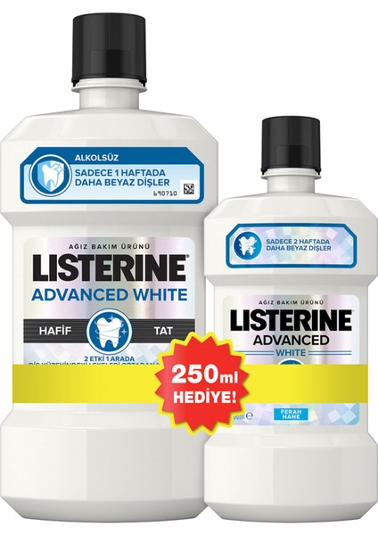 Ağız Çalkalama Suyu Advanced White 500 ml + 250 ml
