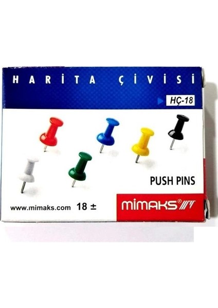 Harita Çivisi Pano Iğnesi Mimaks Renkli Harita Çivisi 1 Paket