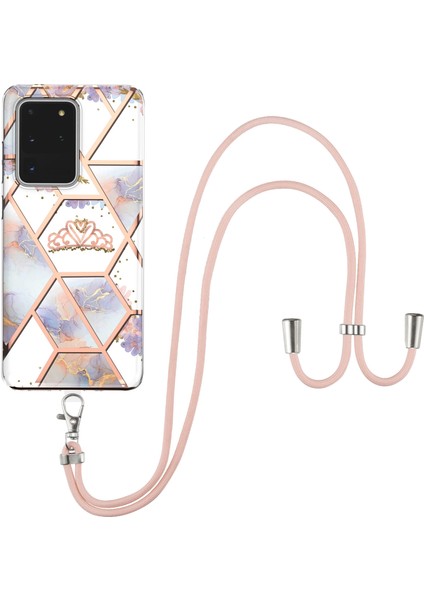Samsung Galaxy S20 Ultra / S20 Ultra 5g Için Mermer Desenli Yumuşak Tpu Kordonlu Darbeye Dayanıklı Kılıf (Yurt Dışından)