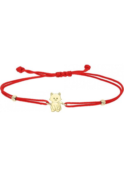 14 Ayar Altın Minimal Kedi Ipli Bileklik