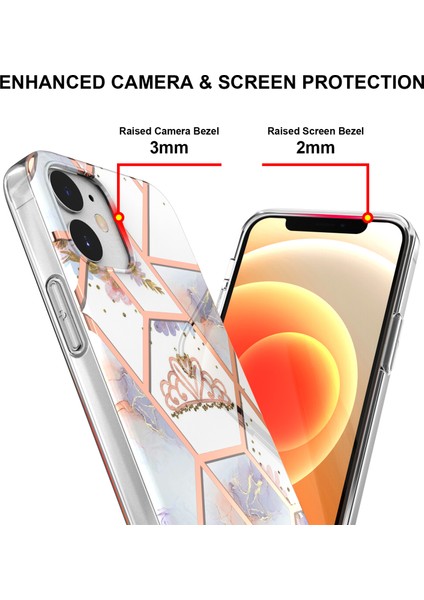 iPhone 12 Için Mermer Desenli Yumuşak Tpu Kordonlu Darbeye Dayanıklı Kılıf (Yurt Dışından)
