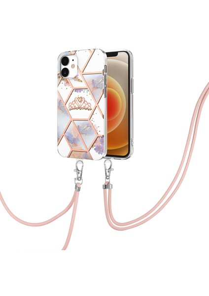 iPhone 12 Için Mermer Desenli Yumuşak Tpu Kordonlu Darbeye Dayanıklı Kılıf (Yurt Dışından)