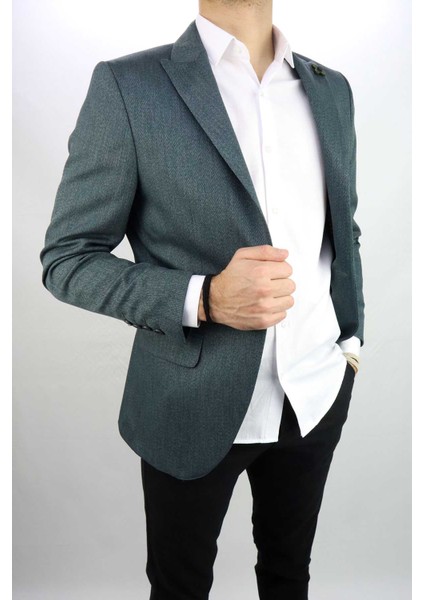 Gri Slim Fit Erkek Ceket