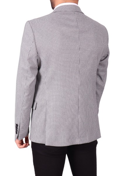 Siyah Desenli Slim Fit Erkek Tek Ceket modelleri