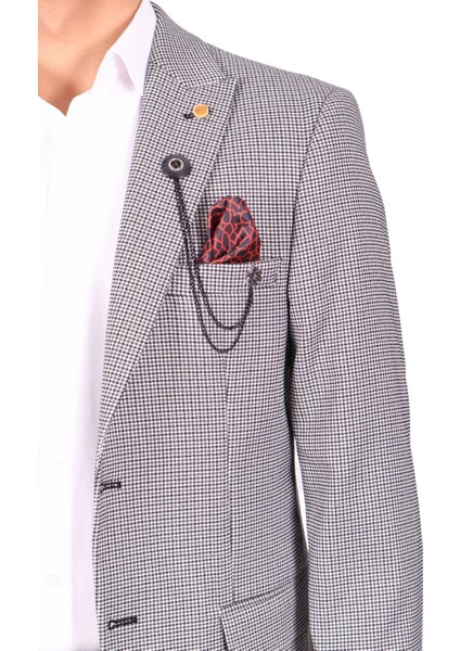 Siyah Desenli Slim Fit Erkek Tek Ceket fırsatları