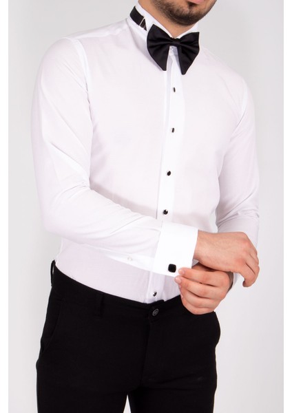 Beyaz Düz Slim Fit Atayaka Erkek Gömlek fırsatları