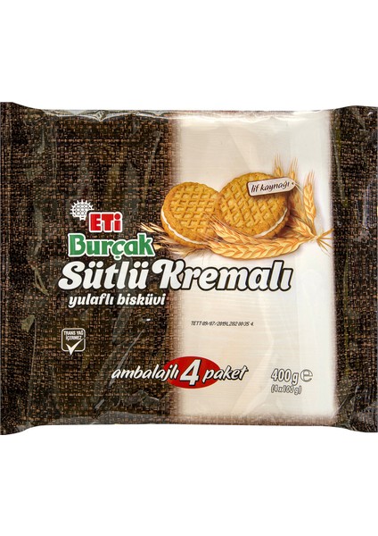 Burçak Sütlü Kremalı Yulaflı Bisküvi 4'lü 400 gr