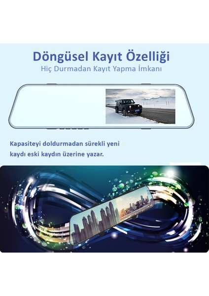 4.3 Inç IPS Dokunmatik Ekran Full Hd Dikiz Ayna Araç Kamerası