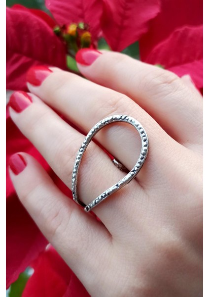 Antik Gümüş Kaplama Oval Şekilli El Yapımı Ayarlanabilir Yüzük modelleri