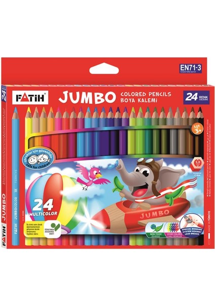 24 Renk Jumbo Tam Boy Kuru Boya Kalemi33350