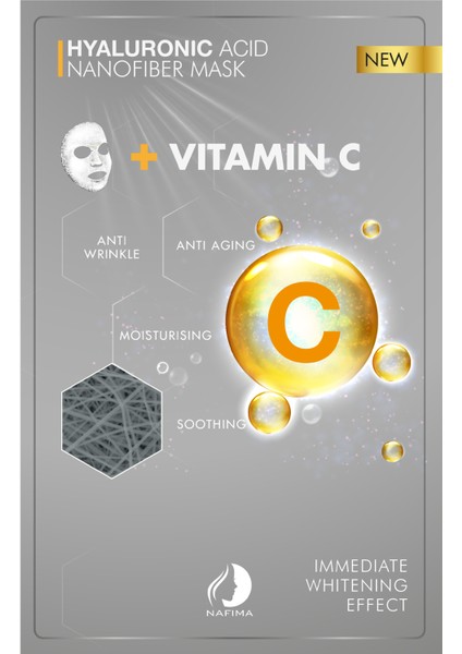 Hyalüronik Asit + Vitamin C Nanofiber Kuru Kozmetik Yüz MASKESI02