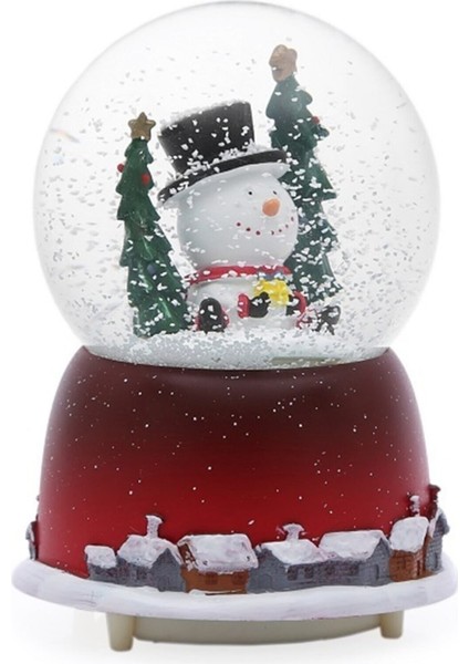Yılbaşı Temalı Orta Boy Kar Küresi Işıklı Müzikli 12 cm
