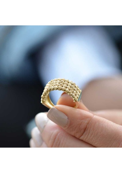 14K Sarı Altın Dört Sıra Dorika Yüzük fiyatları