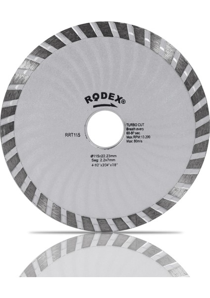 Rodex Turbo Kanallı Elmas Testere Bıçağı 115 mm