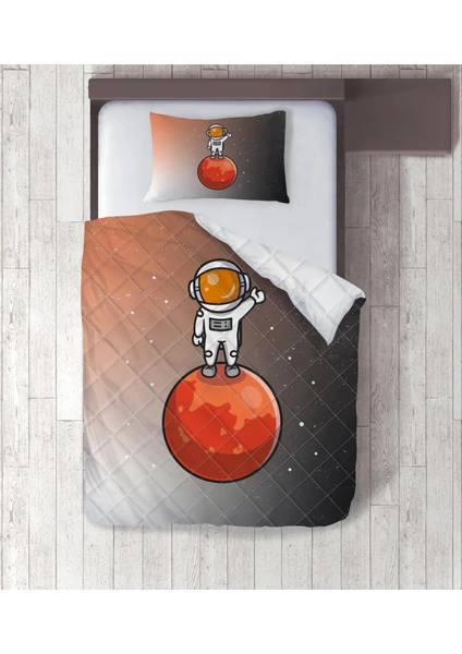 Pusula Home Küçük Astronot Dijital Baskılı Tek Kişilik Yorgan Set