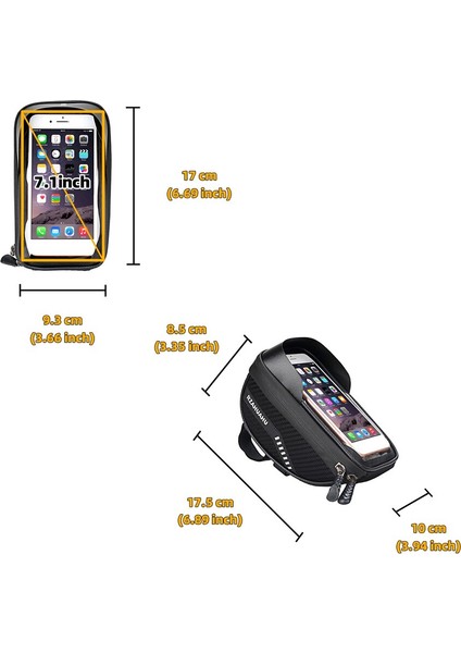 Mtb Çanta Paketi Bisiklet Aksesuarları Bisiklet Ön Tüp Çantaları Cep Telefonu Kılıfı Ön Çerçeve Sert Kabuk Saklama Çantası (Yurt Dışından)