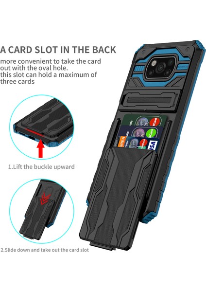 Xiaomi Poco X3 Nfc / Poco X3 Pro Için Kart Yuvası Tutucu Standlı Hibrit Askeri Sınıf Koruma Kılıfı Mavi (Yurt Dışından) modelleri