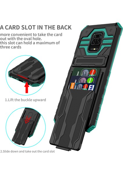 Xiaomi Redmi 10X 5g Için Kart Yuvası Tutucu Standlı Hibrit Askeri Sınıf Koruma Kılıfı Yeşil (Yurt Dışından) modelleri