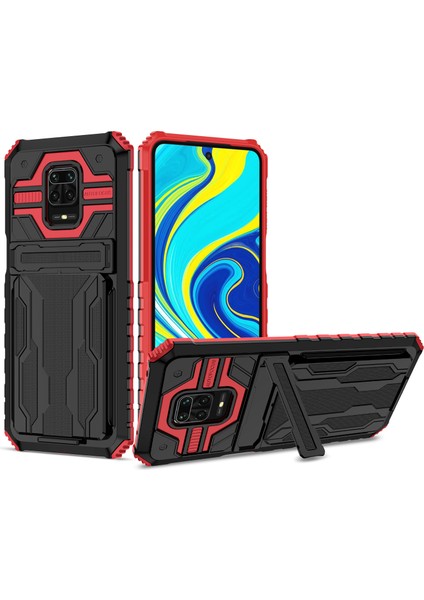 Xiaomi Redmi 10X 5g Için Kart Yuvası Tutucu Standlı Hibrit Askeri Sınıf Koruma Kılıfı Kırmızı (Yurt Dışından)