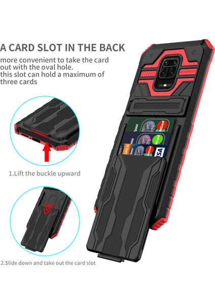 Xiaomi Redmi 10X 5g Için Kart Yuvası Tutucu Standlı Hibrit Askeri Sınıf Koruma Kılıfı Kırmızı (Yurt Dışından) modelleri