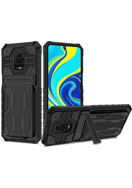Xiaomi Redmi 10X 5g Için Kart Yuvası Tutucu Standlı Hibrit Askeri Sınıf Koruma Kılıfı Siyah (Yurt Dışından)