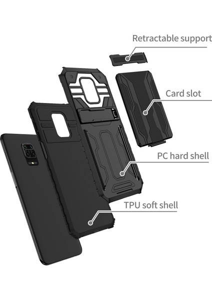 Xiaomi Redmi 10X 5g Için Kart Yuvası Tutucu Standlı Hibrit Askeri Sınıf Koruma Kılıfı Siyah (Yurt Dışından) fiyatları