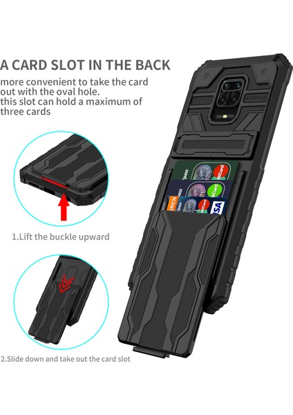 Xiaomi Redmi 10X 5g Için Kart Yuvası Tutucu Standlı Hibrit Askeri Sınıf Koruma Kılıfı Siyah (Yurt Dışından) modelleri