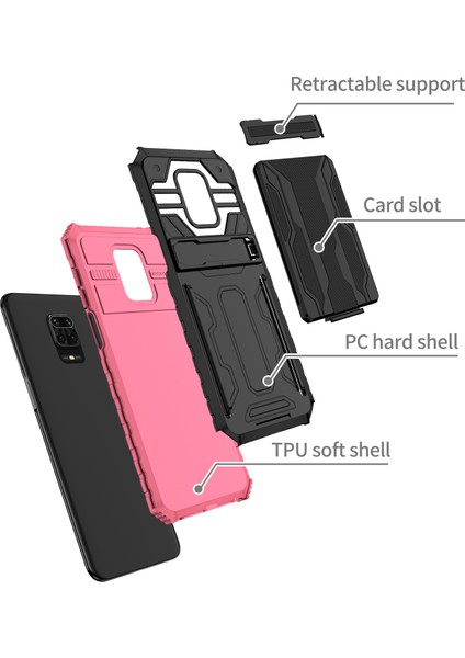 Xiaomi Redmi 10X 5g Için Kart Yuvası Tutucu Standlı Hibrit Askeri Sınıf Koruma Kılıfı Pembe (Yurt Dışından) fiyatları