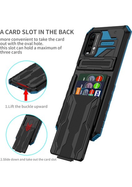 Xiaomi Redmi 9t / Redmi 9 Power Için Kart Yuvası Tutucu Standlı Hibrit Askeri Sınıf Koruma Kılıfı Mavi (Yurt Dışından) modelleri