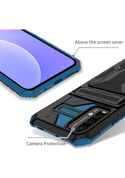 Xiaomi Redmi 9t / Redmi 9 Power Için Kart Yuvası Tutucu Standlı Hibrit Askeri Sınıf Koruma Kılıfı Mavi (Yurt Dışından) fırsatları