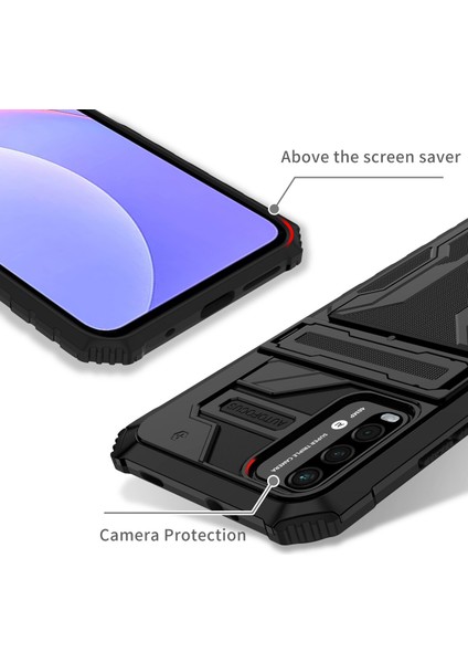 Xiaomi Redmi 9t / Redmi 9 Power Için Kart Yuvası Tutucu Standlı Hibrit Askeri Sınıf Koruma Kılıfı Siyah (Yurt Dışından) fırsatları