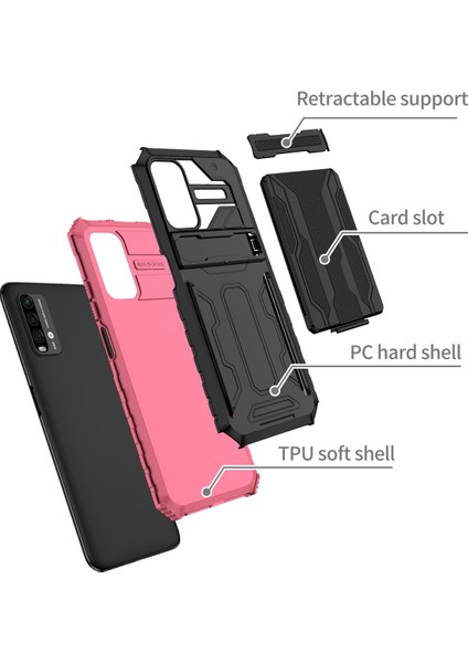 Xiaomi Redmi 9t / Redmi 9 Power Için Kart Yuvası Tutucu Standlı Hibrit Askeri Sınıf Koruma Kılıfı Pembe (Yurt Dışından) fiyatları