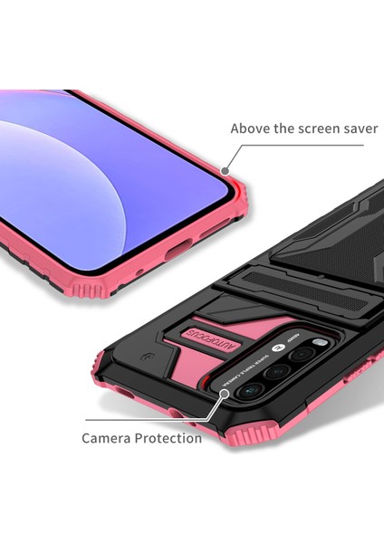 Xiaomi Redmi 9t / Redmi 9 Power Için Kart Yuvası Tutucu Standlı Hibrit Askeri Sınıf Koruma Kılıfı Pembe (Yurt Dışından) fırsatları