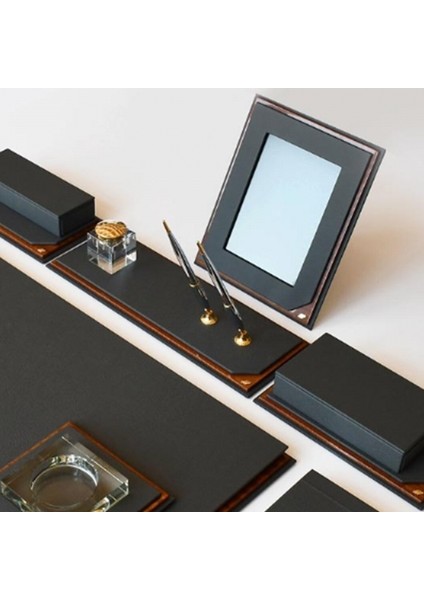 780-11 Cornery Hakiki Deri ve Ağaç Kaplama Sümen Takımı Siyah fırsatları