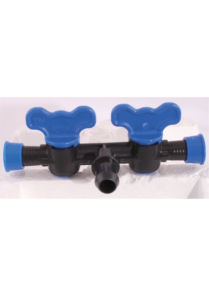 Damla Sulama Plastik Küresel Çiftli Mini Vana Yüzüklü (50 Adet) 17X20X17 mm