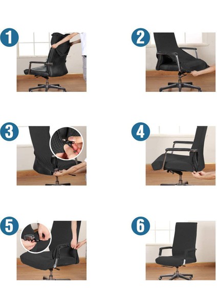 Ev Ofis Bilgisayar Sandalye Tam Gerilebilir Döndürme Sandalye Koltuk Kapağı Navy L (Yurt Dışından) fiyatları