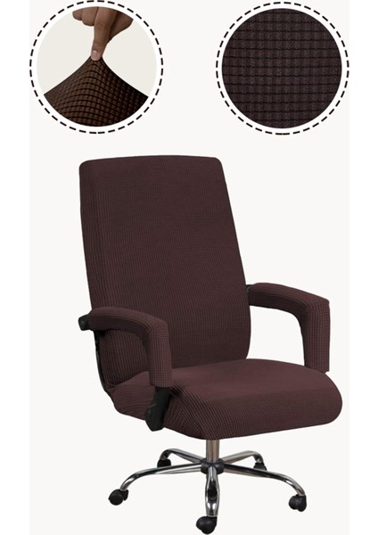 Ev Ofis Bilgisayar Sandalye Tam Gerilebilir Döndürme Sandalye Koltuk Kapağı Kahverengi L (Yurt Dışından) fiyatları