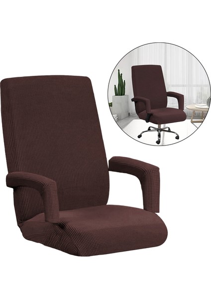Ev Ofis Bilgisayar Sandalye Tam Gerilebilir Döndürme Sandalye Koltuk Kapağı Kahverengi L (Yurt Dışından) fırsatları