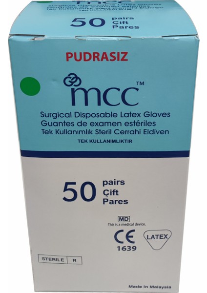 Steril Cerrahi Eldiven Pudrasız 50 Çift (1 Kutu) - No: 8.5