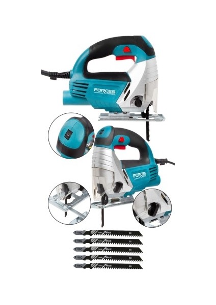 Forces Power Germany Master Jigsaw X-Torq Otomatik Şanzıman 4000 W Dekupaj Testere Profesyonel 10 Adet Testereli