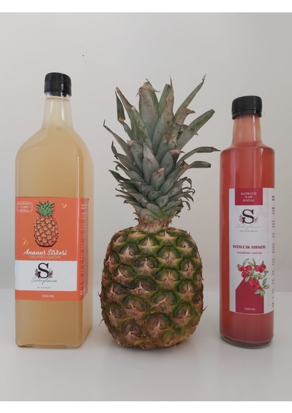 Ananas Sirkesi 1 Lt  + Kızılcık Sirkesi 500 ml