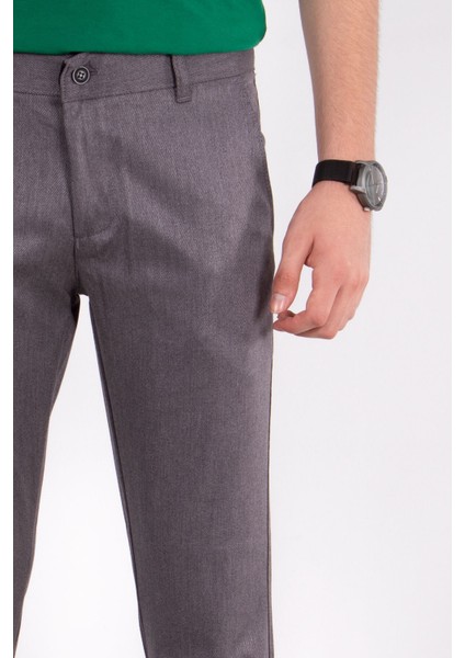 Gri Likralı Slim Fit Erkek Keten Pantolon modelleri