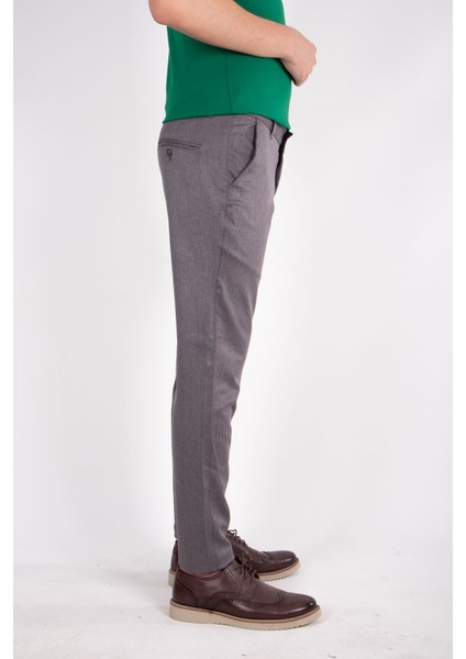 Gri Likralı Slim Fit Erkek Keten Pantolon fırsatları
